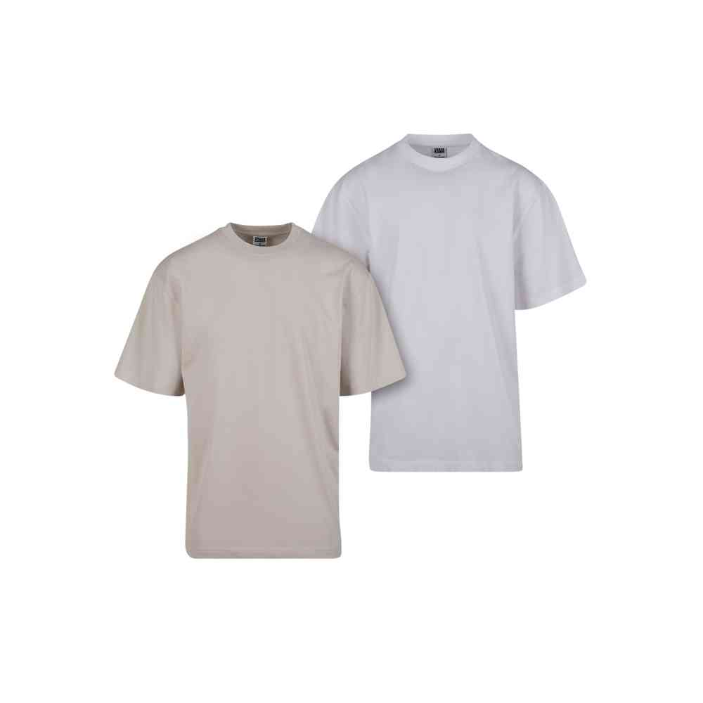 Urban Classics - Tall 2-pack Herren T-Shirt - Gebrochenes Weiß/Weiß